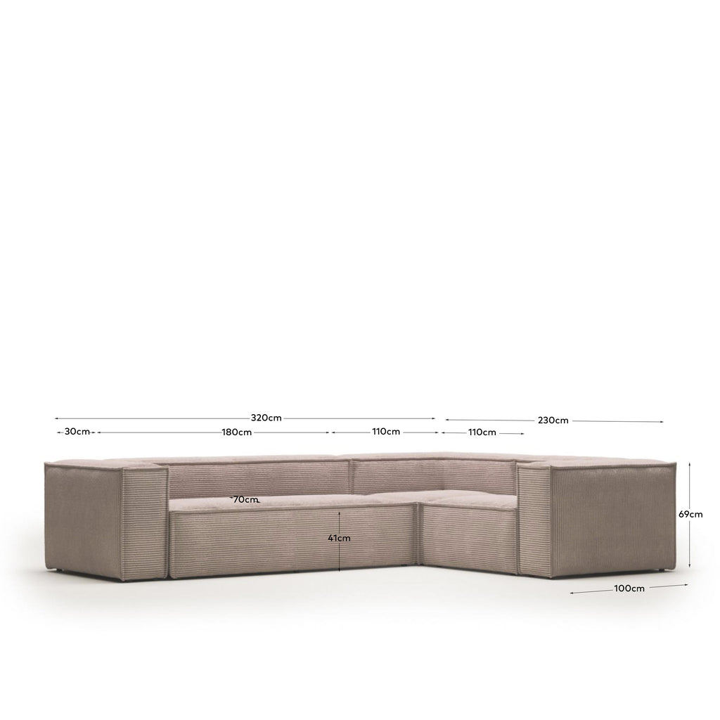 Canapé d’angle Blok 4 places beige 320 x 230 cm / 230 x 320 cm FR