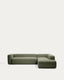 Canapé d’angle Blok 5 places avec pouf terminal droit en chenille vert mousse 320 x 255 cm – FSC Mix Credit