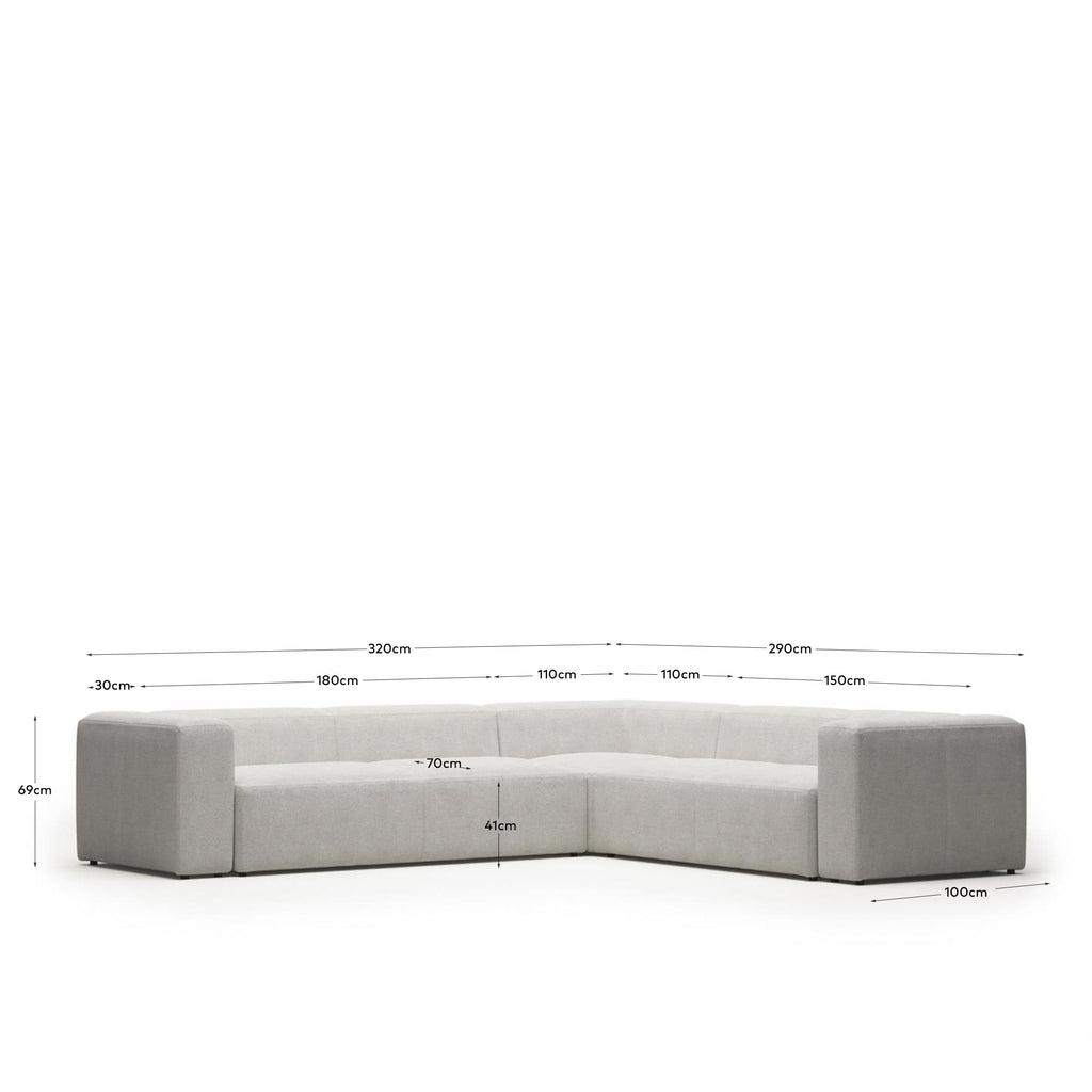 Canapé d’angle Blok 5 places beige 320 x 290 cm / 290 x 320 cm FR