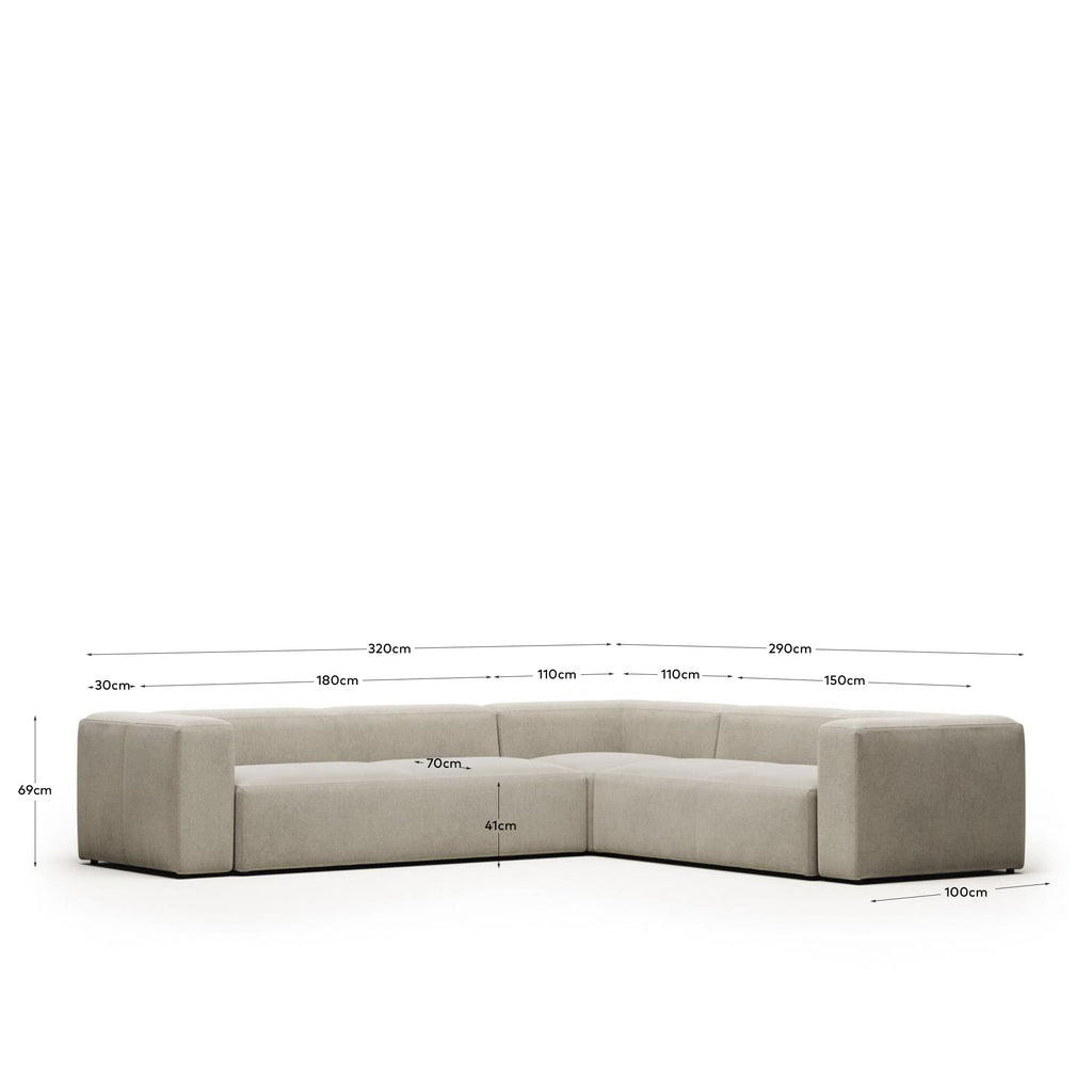 Canapé d’angle Blok 5 places beige 320 x 290 cm / 290 x 320 cm FR