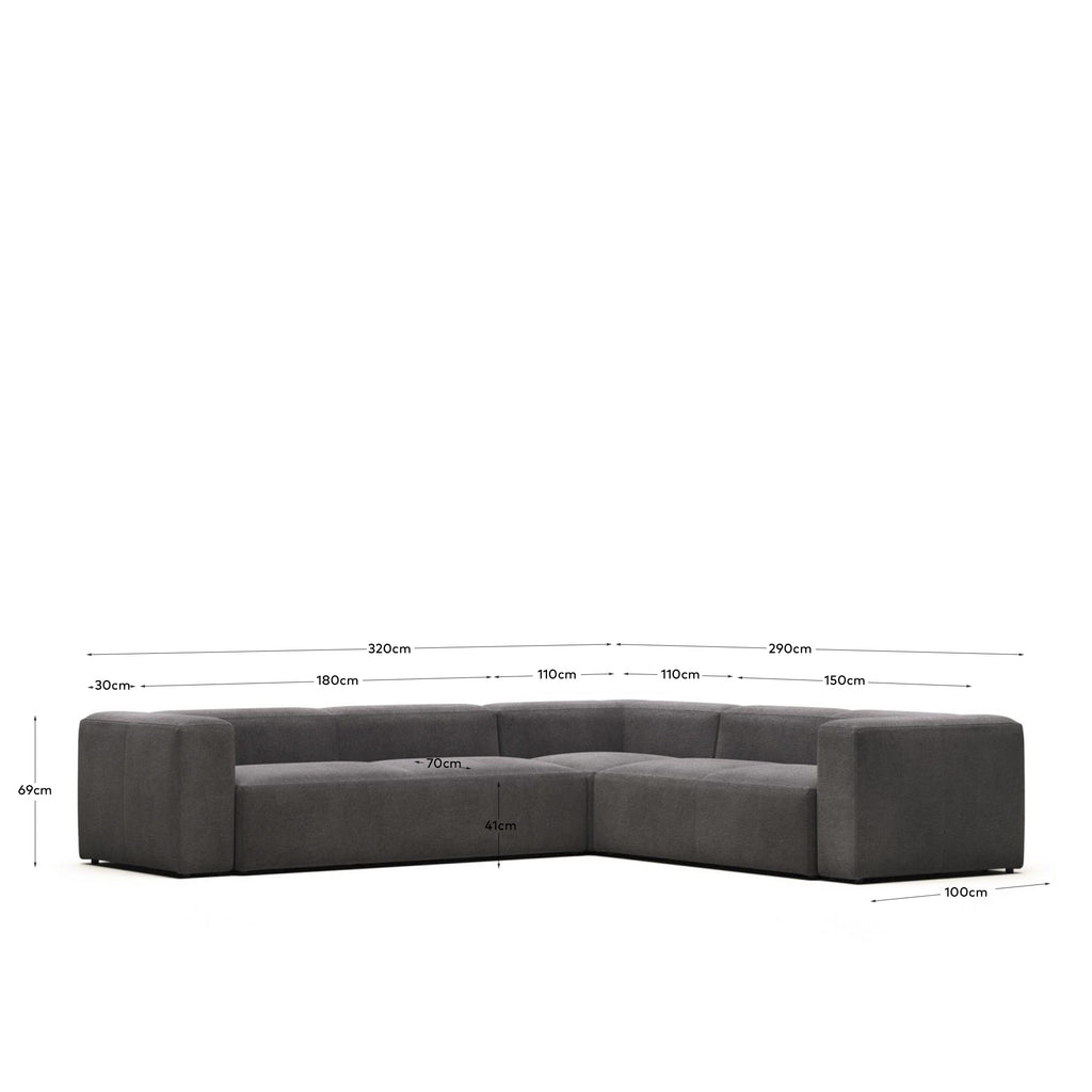 Canapé d’angle Blok 5 places beige 320 x 290 cm / 290 x 320 cm FR