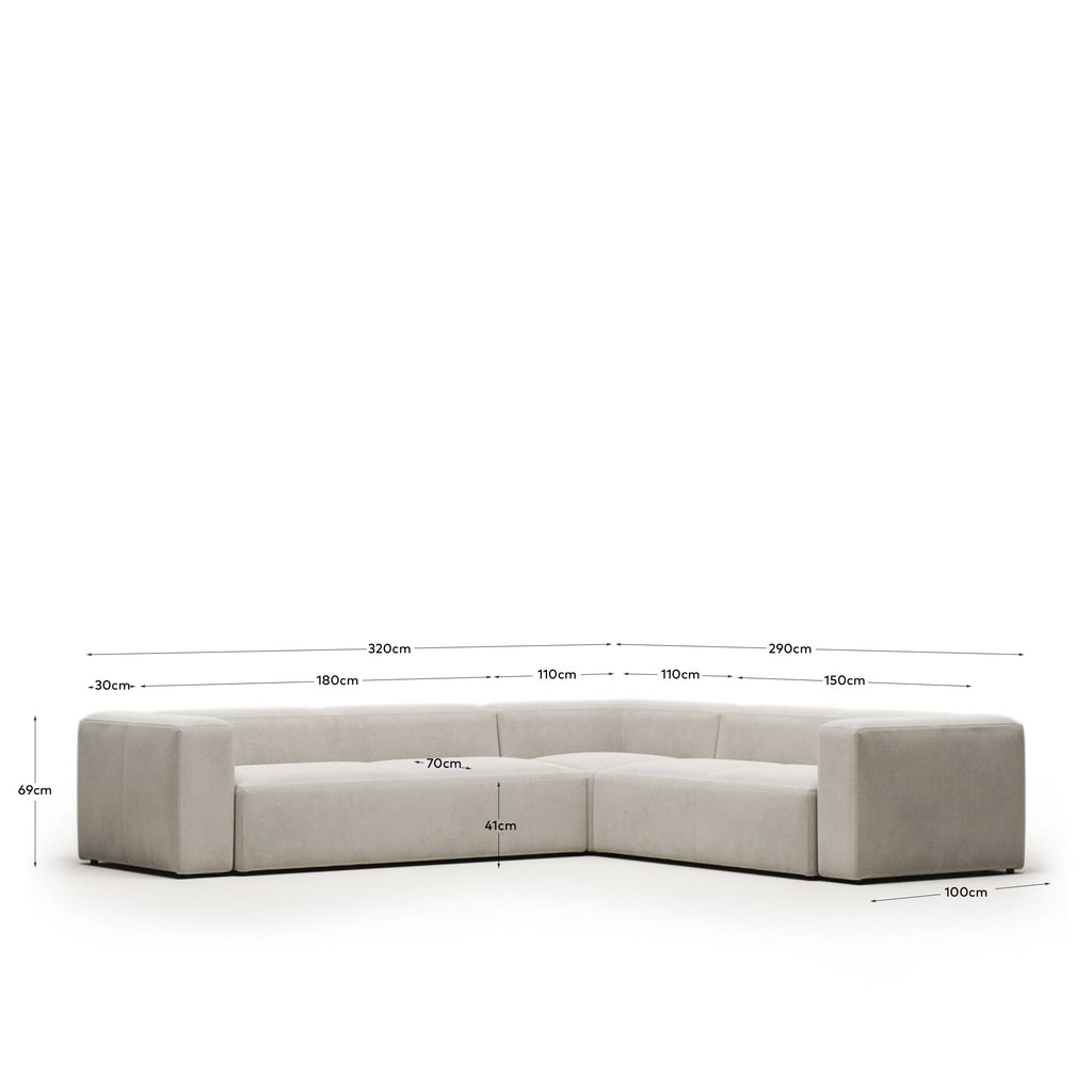 Canapé d’angle Blok 5 places beige 320 x 290 cm / 290 x 320 cm FR