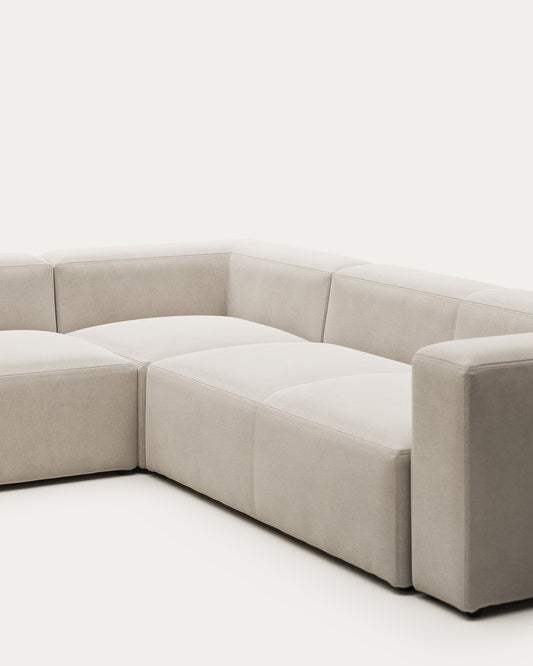 Canapé d’angle Blok 5 places beige 320 x 290 cm / 290 x 320 cm FR