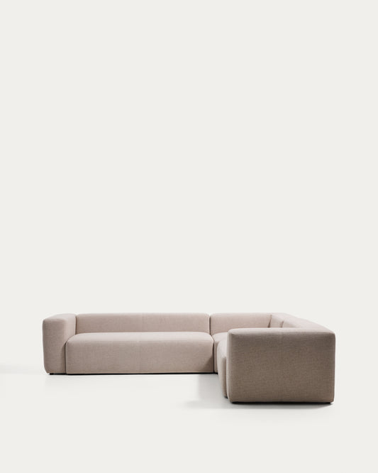 Canapé d’angle Blok 5 places en chenille beige 320 x 290 cm/290 x 320 cm – FSC Mix Credit