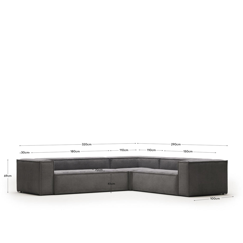 Canapé d’angle Blok 5 places beige 320 x 290 cm / 290 x 320 cm FR