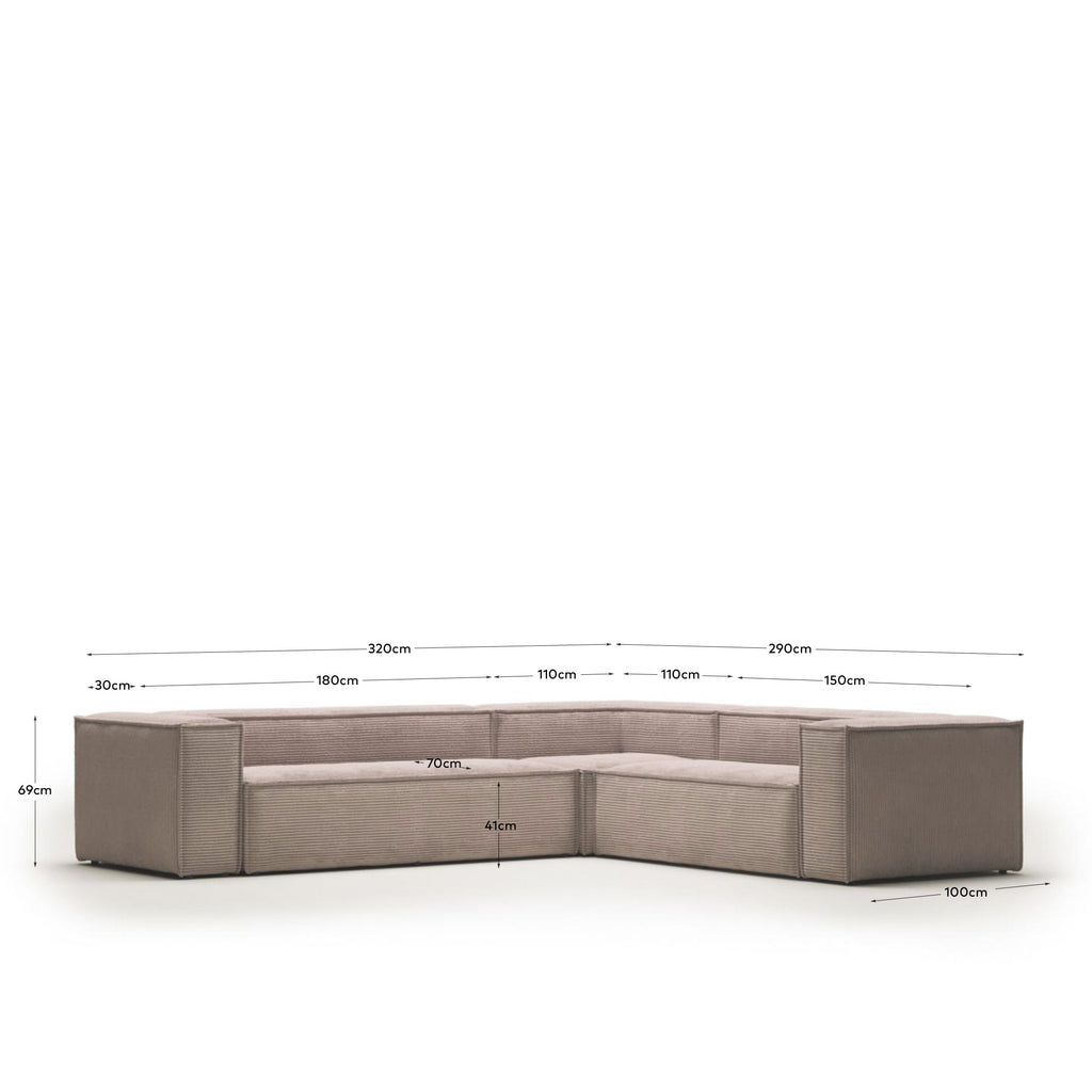 Canapé d’angle Blok 5 places beige 320 x 290 cm / 290 x 320 cm FR