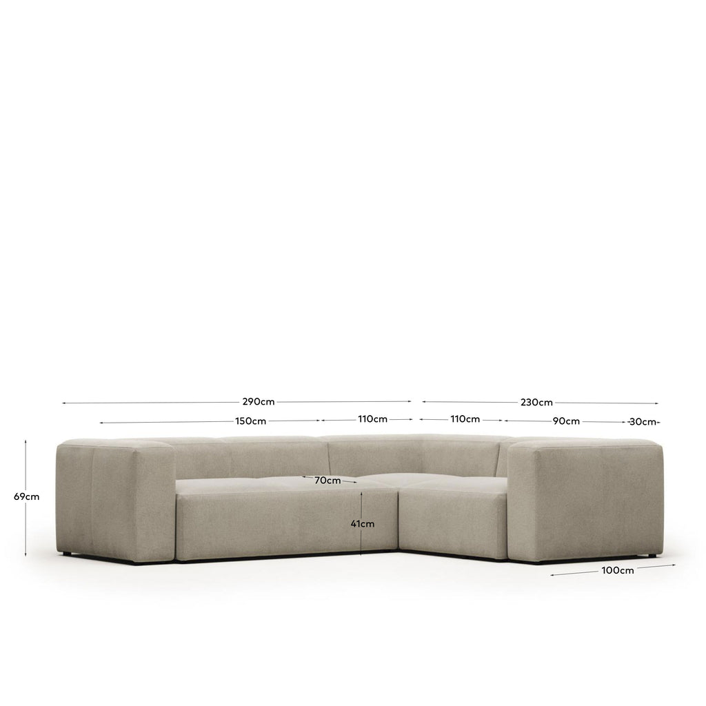 Canapé d’angle Blok 3 places beige 290 x 230 cm / 230 cm 290 cm FR