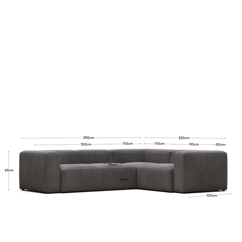 Canapé d’angle Blok 3 places gris 290 x 230 cm / 230 cm 290 cm FR