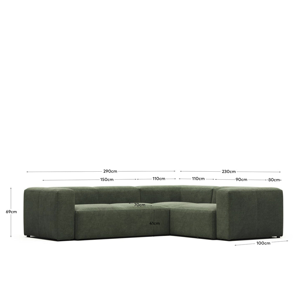 Canapé d’angle Blok 3 places vert 290 x 230 cm / 230 cm 290 cm FR