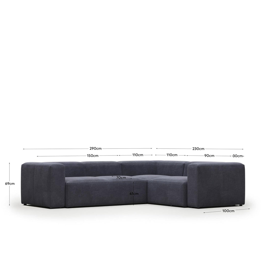 Canapé d’angle Blok 3 places bleu 290 x 230 cm / 230 cm 290 cm FR