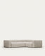 Canapé d’angle Blok 3 places ignifugé en chenille blanche 290 x 230 cm / 230 x 290 cm