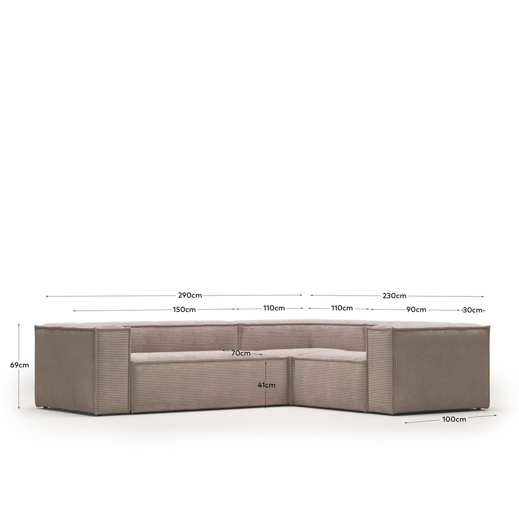 Canapé d’angle Blok 3 places rose 290 x 230 cm / 230 cm 290 cm FR
