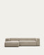 Canapé Blok 3 places avec méridienne gauche ignifugé en chenille beige 300 cm