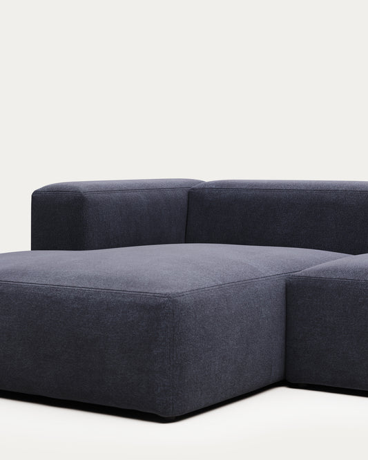 Canapé Blok 3 places avec méridienne gauche ignifugé en chenille bleue 300 cm
