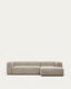 Canapé Blok 3 places avec méridienne droite ignifugé en chenille beige 300 cm