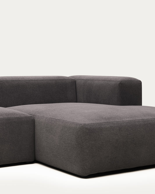 Canapé Blok 3 places avec méridienne droite ignifugé en chenille grise 300 cm