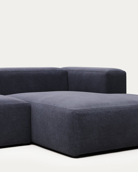 Canapé Blok 3 places avec méridienne droite ignifugé en chenille bleue 300 cm