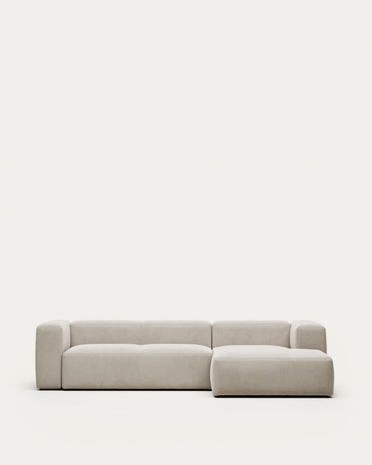 Canapé Blok 3 places avec méridienne droite ignifugé en chenille blanche 300 cm