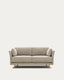 Canapé Gilma 2 places ignifugé en chenille beige et pieds avec finition naturelle 170 cm