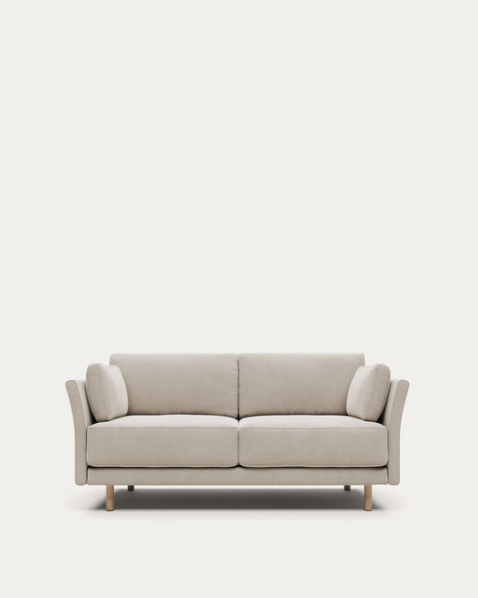 Canapé Gilma 2 places ignifugé en chenille blanche et pieds avec finition naturelle 170 cm