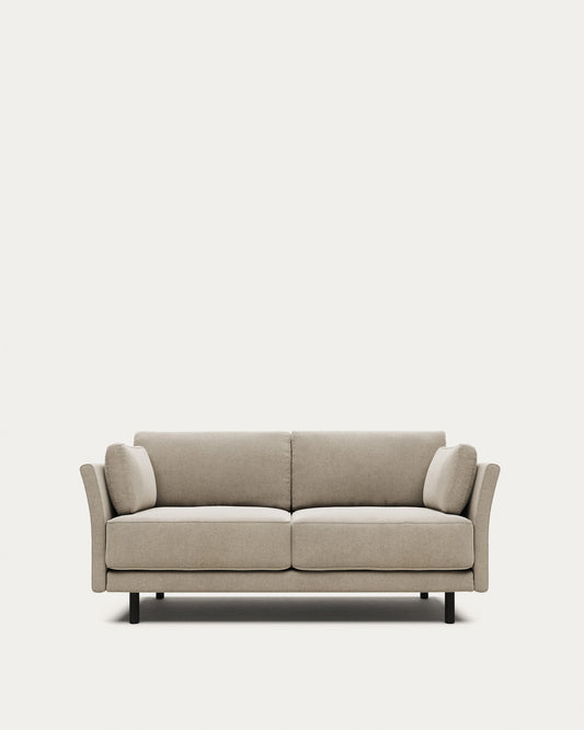 Canapé Gilma 2 places ignifugé en chenille beige et pieds avec finition noire 170 cm