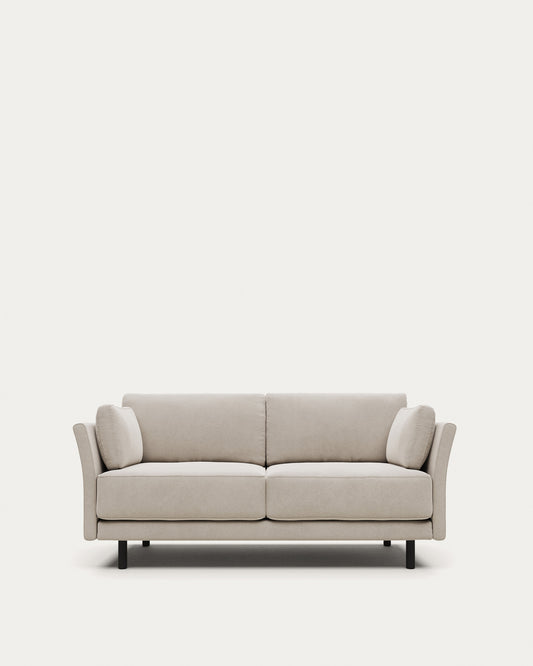 Canapé Gilma 2 places ignifugé en chenille blanche et pieds avec finition noire 170 cm