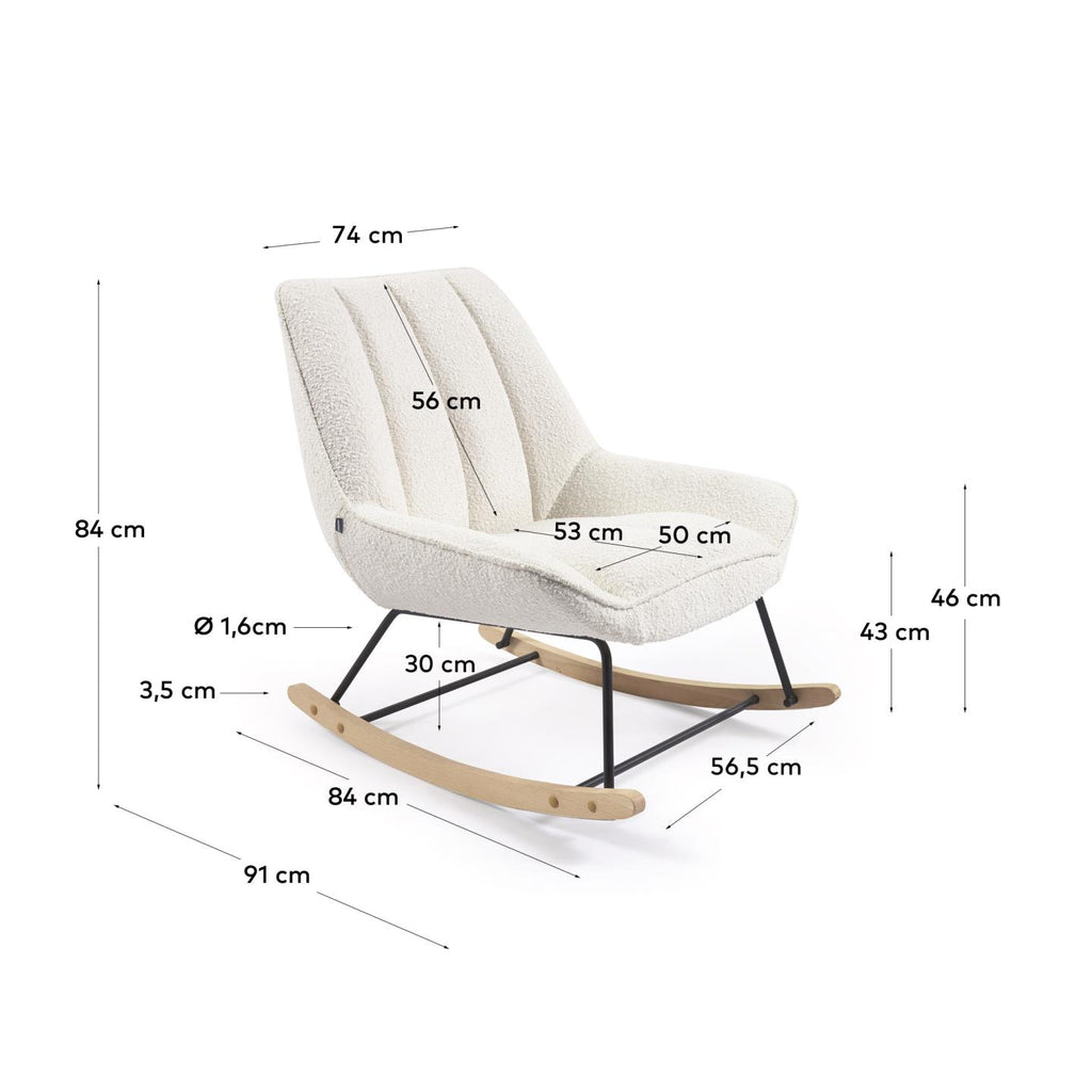 Fauteuil à bascule Marlina bouclette blanc