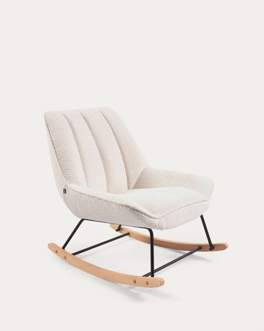 Fauteuil à bascule Marlina bouclette blanc