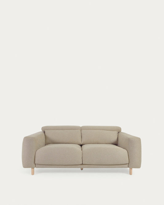 Canapé Singa 3 places avec appui-tête inclinable et siège extensible beige 215 cm FSC Mix Credit
