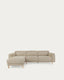 Canapé Singa 3 places avec méridienne gauche, appui-tête inclinable et siège extensible beige 296 cm FSC Mix Credit