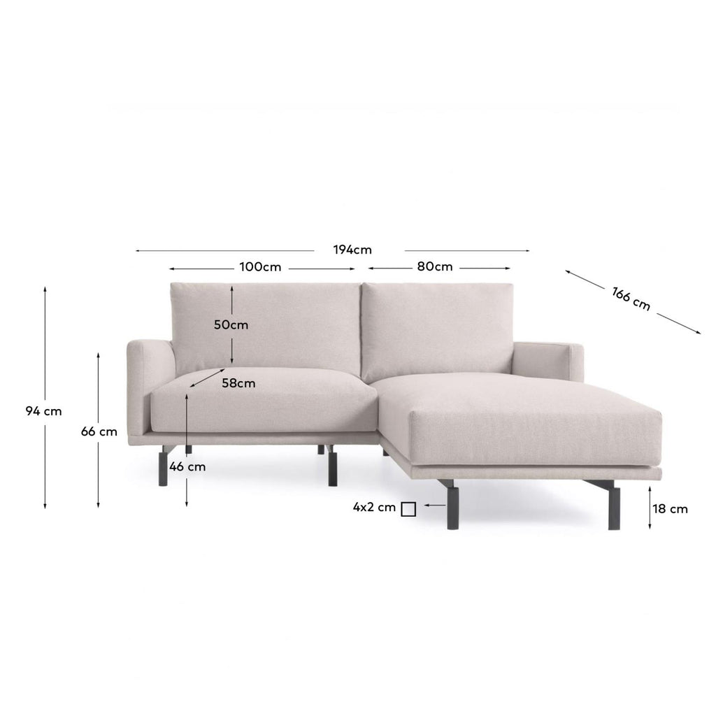 Canapé Galene 3 places avec méridienne droite beige 194 cm FSC Mix Credit