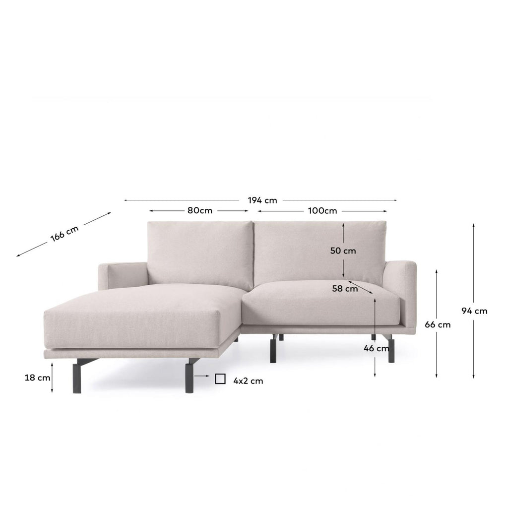 Canapé Galene 3 places avec méridienne gauche beige 194 cm FSC Mix Credit