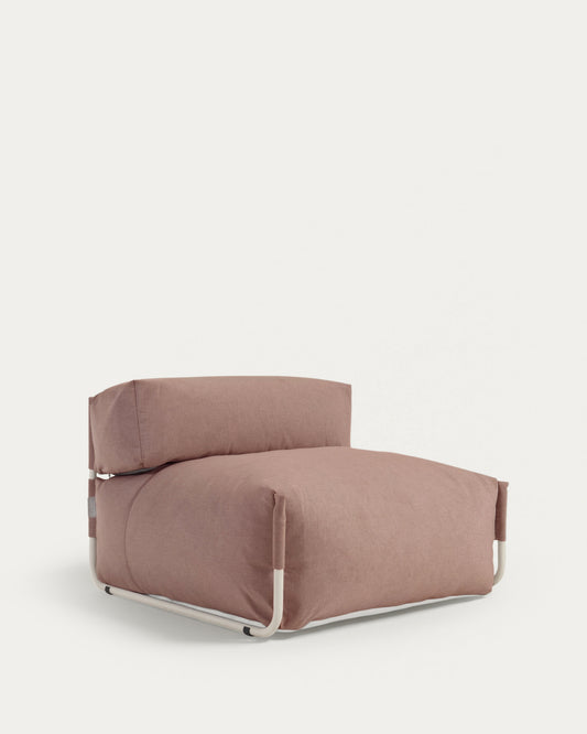 Pouf canapé modulaire extérieur avec dossier Square terracotta aluminium blanc 101x101 cm
