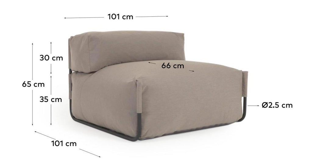 Pouf canapé modulaire extérieur avec dossier Square vert et aluminium noir 101 x 101 cm