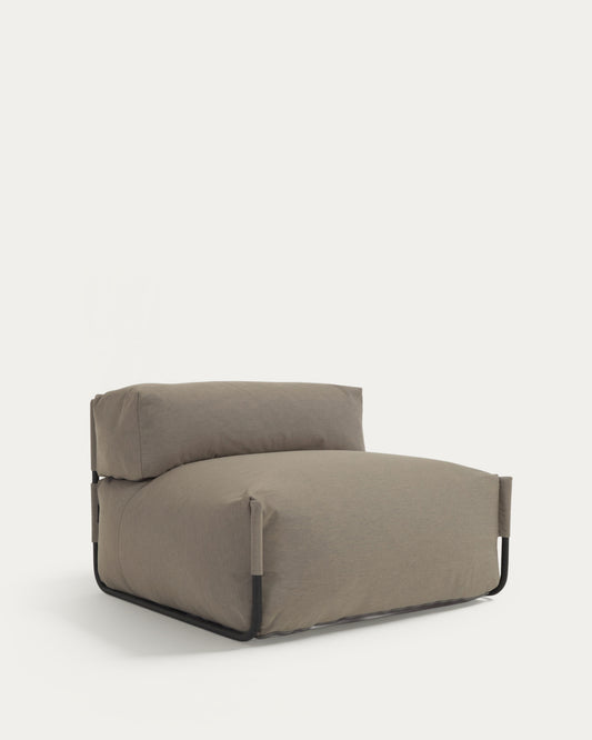 Pouf canapé modulaire extérieur avec dossier Square vert et aluminium noir 101 x 101 cm