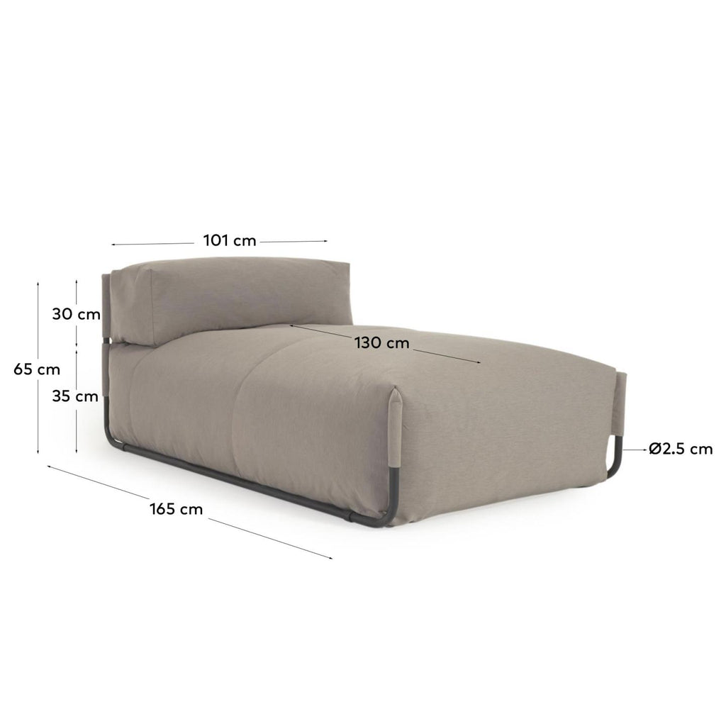 Pouf canapé modulaire extérieur Square méridienne et dossier vert et alu noir 165 x 101 cm