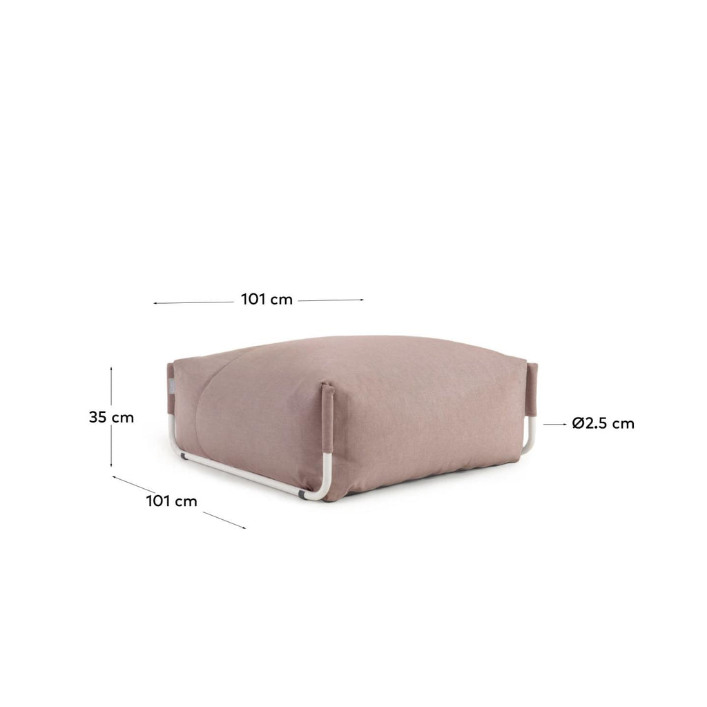Pouf canapé modulaire 100 % extérieur Square terracotta et aluminium blanc 101 x 101 cm