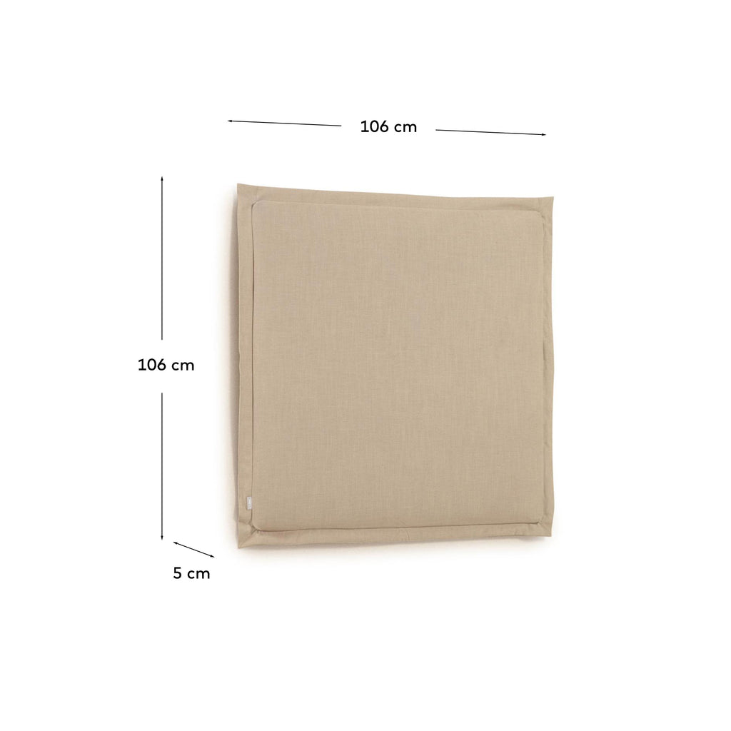 Tête de lit déhoussable Tanit en lin beige pour lit jusqu’à 90 cm