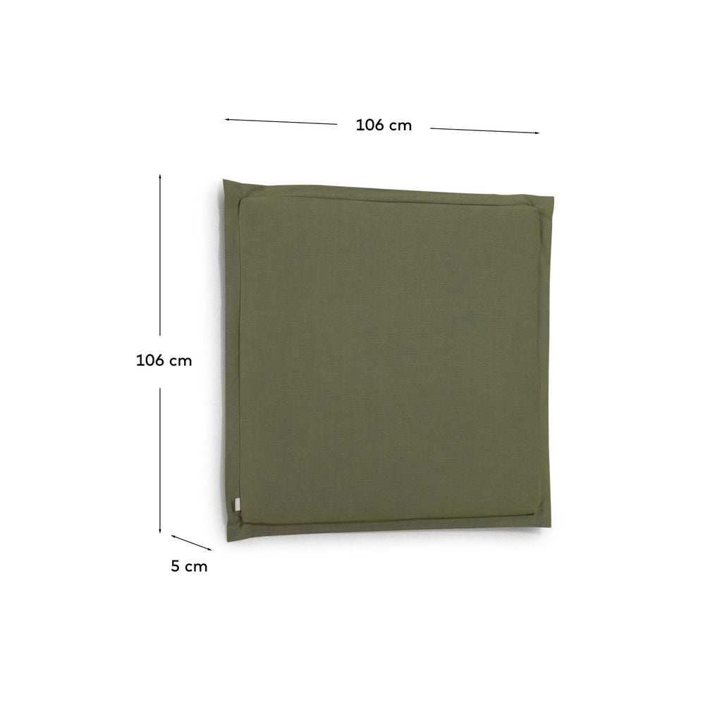 Tête de lit déhoussable Tanit en lin vert pour lit jusqu’à 90 cm