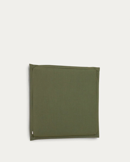 Tête de lit déhoussable Tanit en lin vert pour lit jusqu’à 90 cm