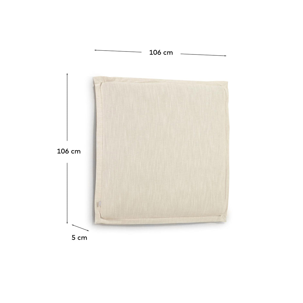 Tête de lit déhoussable Tanit en lin blanc pour lit jusqu’à 90 cm
