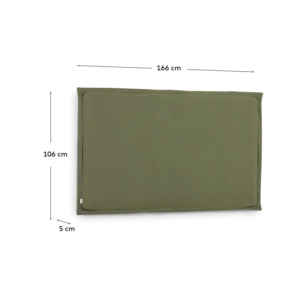 Tête de lit déhoussable Tanit en lin vert pour lit jusqu’à 160 cm