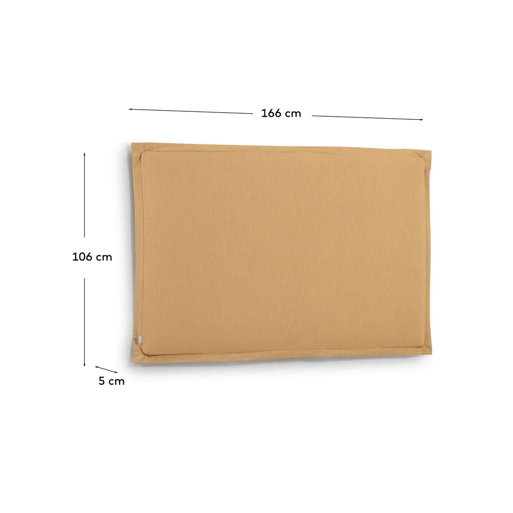 Tête de lit déhoussable Tanit en lin jaune moutarde pour lit de 160 cm