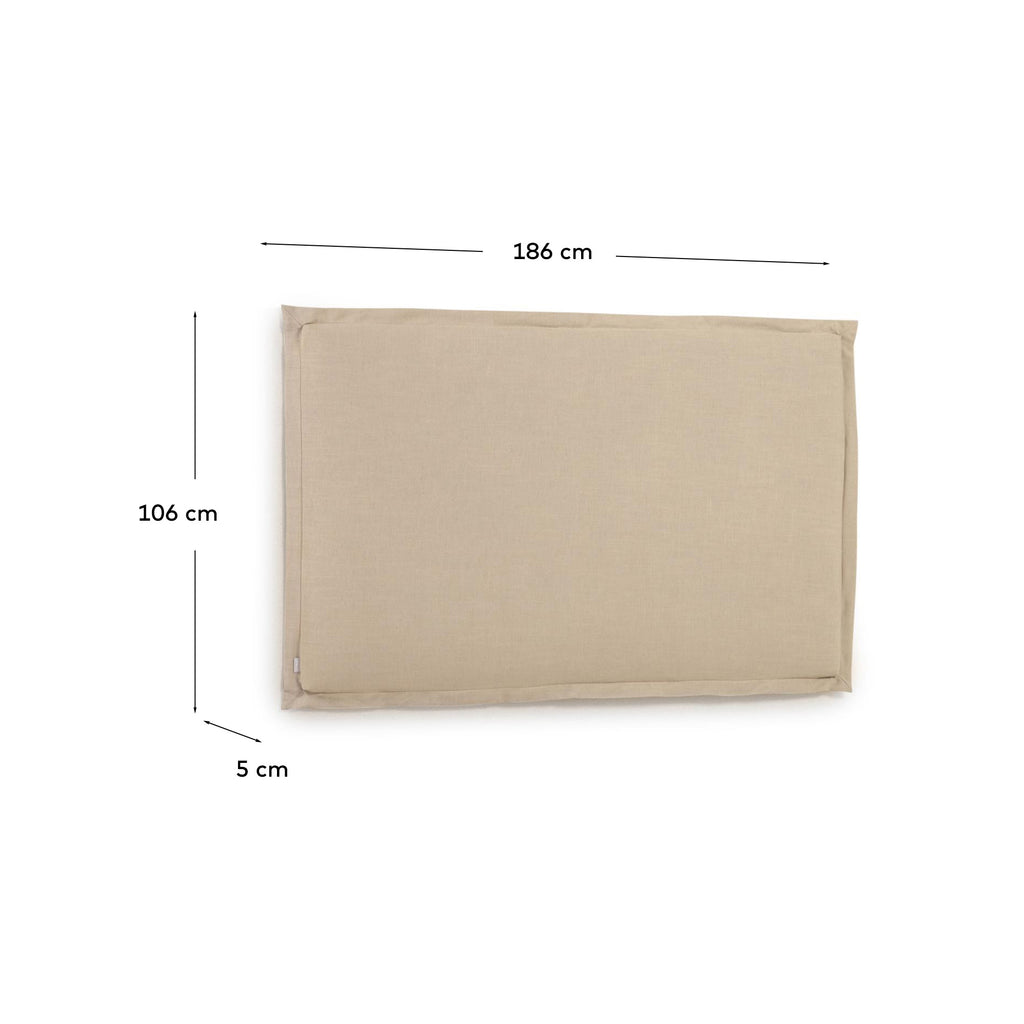 Tête de lit déhoussable Tanit en lin beige pour lit jusqu’à 180 cm
