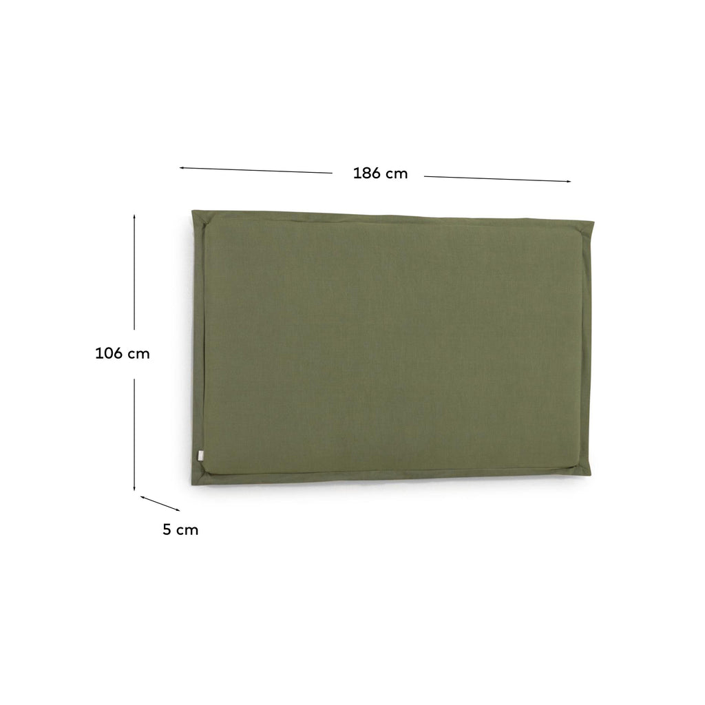 Tête de lit déhoussable Tanit en lin vert pour lit de 180 cm