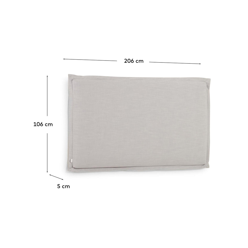 Tête de lit déhoussable Tanit en lin gris pour lit de 200 cm