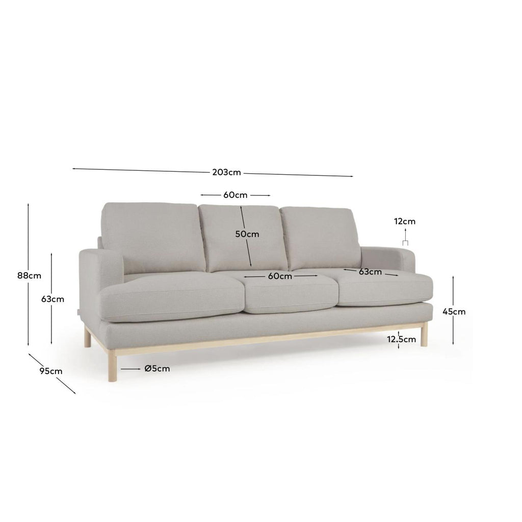 Canapé Mihaela 3 places en micro bouclette grise 203 cm FSC Mix Credit