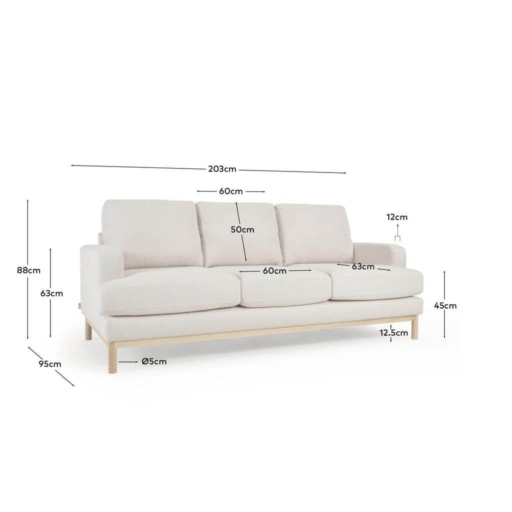 Canapé Mihaela 3 places en micro bouclette blanche 203 cm FSC Mix Credit