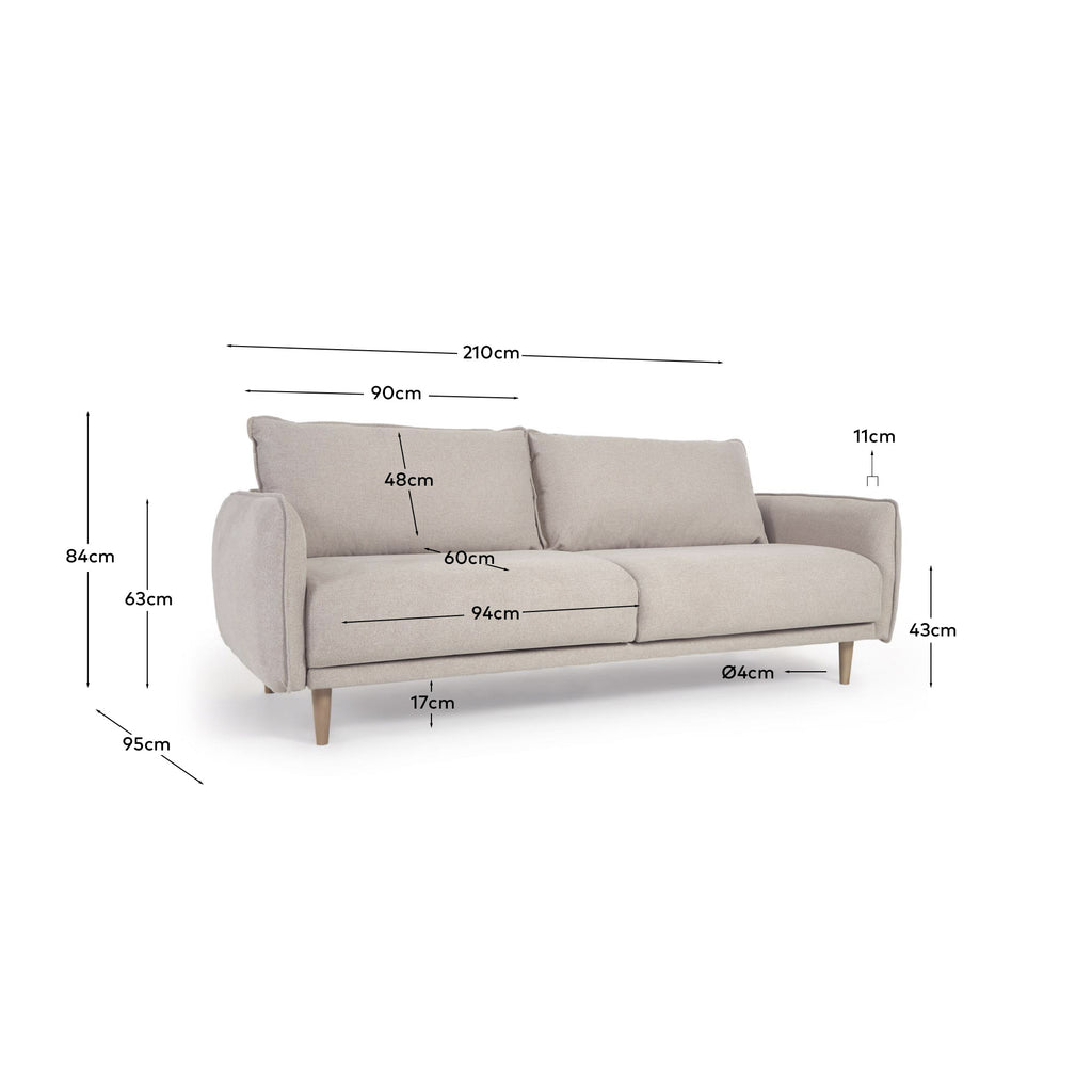 Canapé Carlota 3 places beige 213 cm FSC Mix Credit