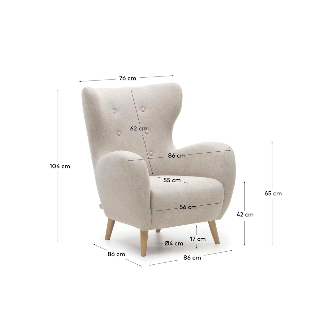 Fauteuil Patio beige et pieds en bois hêtre FSC Mix Credit